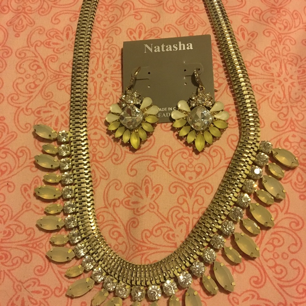 Natasha gold & crystal necklace-18”